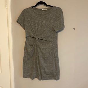 Heather grey cutout knot front dress
